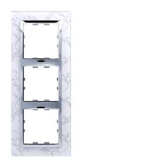 Kallysta épure plaque 3 postes verticale entraxe 71 verre col Cristal Barok|Hager-HAGWK959