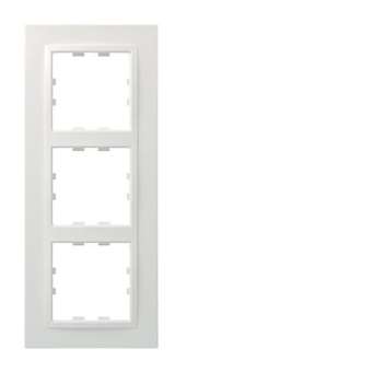 kallysta épure Plaque 3 postes verticale entraxe 71 Blanc Névé|Hager-HAGWKN809