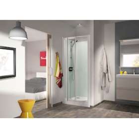Cabine Kineprime Glass 80 Pivotant Haut Meca|Blanc aqua production-BL5CA731MTN