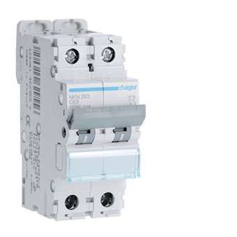 Disjoncteur 2P 10-15kA courbe C - 63A 2 modules|Hager-HAGNKN263