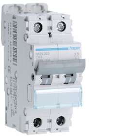 Disjoncteur 2P 10-15kA courbe C - 63A 2 modules|Hager-HAGNKN263