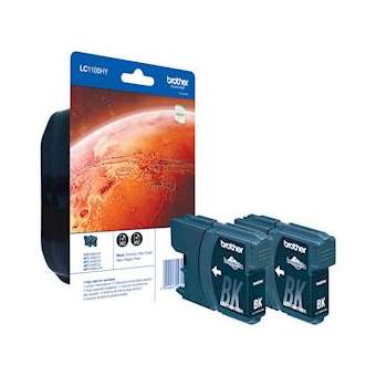 Pack de 2 cartouches d'encre noire haute capacité (blister) pour DCP6690|Brother france-BRTLC1100HYBKBP2