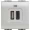 Chargeur 2 USB Type-A + Type-C 3A 5V 15WLivinglight 230V - Tech - 2 modules|Bticino-TICBTNT4287C2