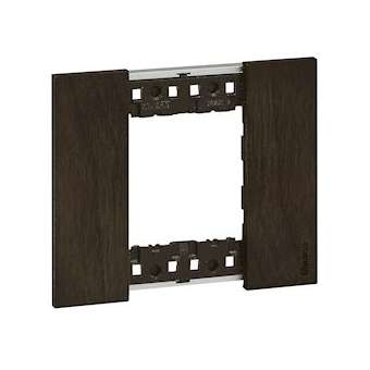 Plaque de finition Living Now Collection Les Noirs 2 modules finition Noyer|Bticino-TICBTKA4802LG