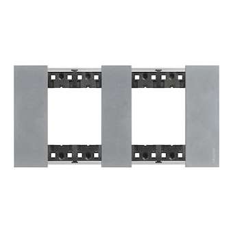 Plaque de finition Living Now Collection Les Blancs 2x2 modules - Acier Moon|Bticino-TICBTKA4802M2NW