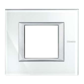 Plaque rectangulaire Axolute Verre 2 modules - Whice|Bticino-TICHA4802VSW