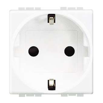 Prise de courant standard germanique 2P+T Livinglight - Blanc - 2 modules|Bticino-TICN4141