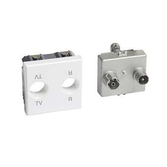 Prise TV-SAT Axolute - 2 modules - 3 enjoliveurs White, alu et Anthracite livrés|Bticino-TICBTH4214M2D