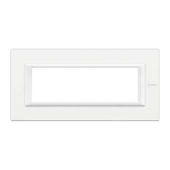 Plaque rectangulaire Axolute Aluminium monochrome 6 modules - Blanc|Bticino-TICHA4806HD