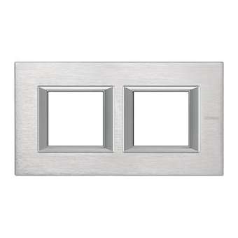 Plaque rectangulaire Axolute Aluminium anodisé 2+2 modules horizontal - Chrome|Bticino-TICHA4802M2HCR