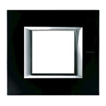 Plaque rectangulaire Axolute Verre 2 modules - Noir nuit|Bticino-TICHA4802VNN