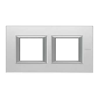 Plaque rectangulaire Axolute Verre 2+2 modules horizontal - Miroir dépoli|Bticino-TICHA4802M2HVSA
