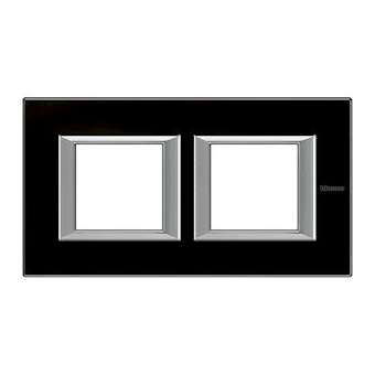 Plaque rectangulaire Axolute Verre 2+2 modules horizontal - Noir nuit|Bticino-TICHA4802M2HVNN