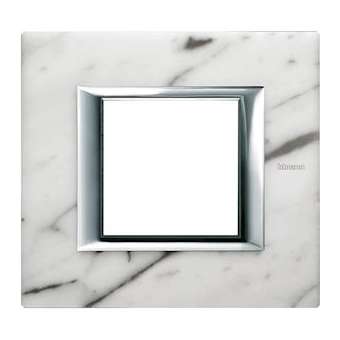 Plaque rectangulaire Axolute Pierre 2 modules - Marbre de Carrare|Bticino-TICHA4802RMC