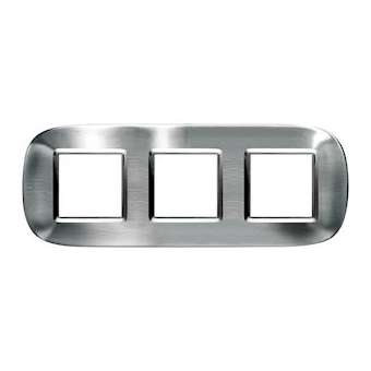 Plaque elliptique Axolute Métal galvanisé 2+2+2 modules - Acier brossé|Bticino-TICHB4802-3ACS