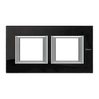 Plaque rectangulaire Axolute Verre 2+2 modules horizontal - Nighter|Bticino-TICHA4802M2HVNB