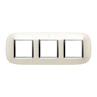 Plaque elliptique Axolute Métal galvanisé 2+2+2 modules - Argent satin|Bticino-TICHB4802M3SAN