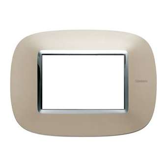 Plaque elliptique Axolute Métal galvanisé 3 modules - Titane|Bticino-TICHB4803TC