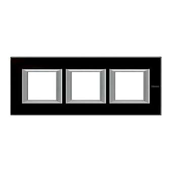 Plaque rectangulaire Axolute Verre 2+2+2 modules horizontal - Noir nuit|Bticino-TICHA4802M3HVNN