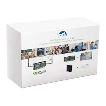 1 centrale IPEVIA 2 fils, 2 lecteurs LP402F, 5 badges BPSECUR, coffret, alim 12V|Castel-CST160.1500