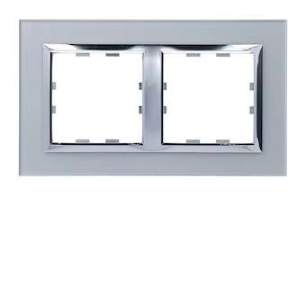 Kallysta épure plaque 2 postes horizontale entraxe 71 verre coloris Lumina Nuage|Hager-HAGWK932