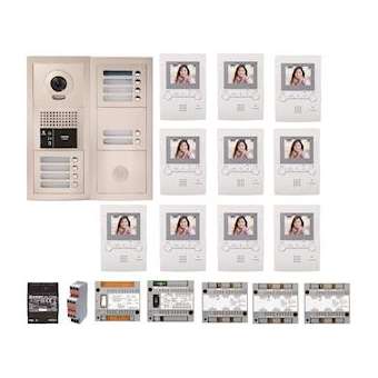 Pack vidéo 10 bp encastré, module vigik, centrales, 3 gt4z, 10 gt1m3l & alim.|Aiphone-AIPGTBV10E