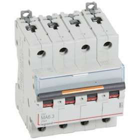Disjoncteur magnétique seul DX³ MA - vis/vis - 4P - 400V~ - 6,3A - 25kA - 4 mod|Legrand-LEG409889