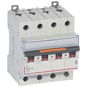Disj. magnétique seul DX³ MA 25kA arrivée haute/départ bas à vis 10A -4 modules|Legrand-LEG409890