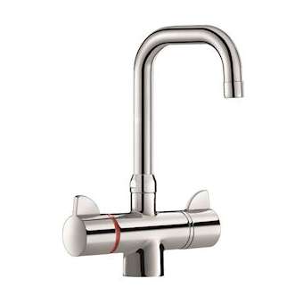 Mit. lavabo SECURITHERM therm. à bec orientable H.205 L.150|Delabie-DL5H9726