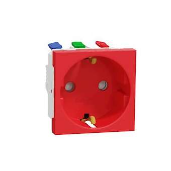 Unica - prise 2P+T - DE - connexion rapide - Rouge - méca seul|Schneider Electric-SCHNU305703