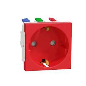 Unica - prise 2P+T - DE - connexion rapide - Rouge - méca seul|Schneider Electric-SCHNU305703