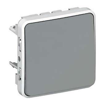 Poussoir inverseur étanche NO+NF Plexo composable IP55 10A - gris|Legrand-LEG069541