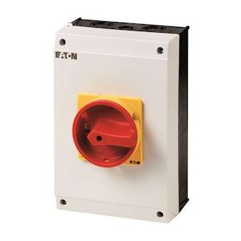 Inter. général, +coffret, 3p+N +1F+1O, 63A, poignée rouge-jaune, verrouillable|Eaton industries-EONP3-63-I4-SVB-N-HI11
