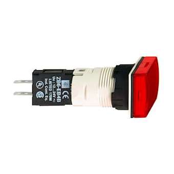 Harmony XB6 - voyant rect. - D16mm - IP65 - DEL intégrée - 24V - cosses - rouge|Schneider Electric-SCHXB6DV4BB