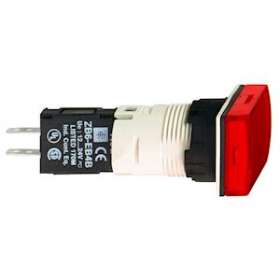 Harmony XB6 - voyant rect. - D16mm - IP65 - DEL intégrée - 24V - cosses - rouge|Schneider Electric-SCHXB6DV4BB