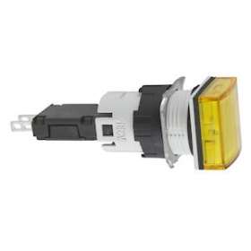 Harmony XB6 - voyant carré - D16mm - IP65 - DEL intégrée - 24V - cosses - jaune|Schneider Electric-SCHXB6CV5BB