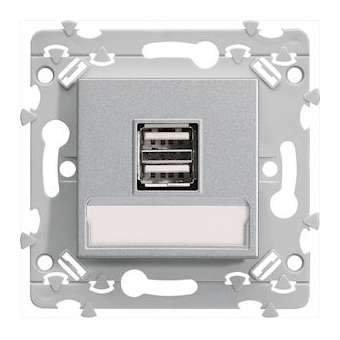 essensya Chargeur double USB Titane|Hager-HAGWE111T