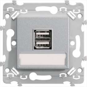 essensya Chargeur double USB Titane|Hager-HAGWE111T