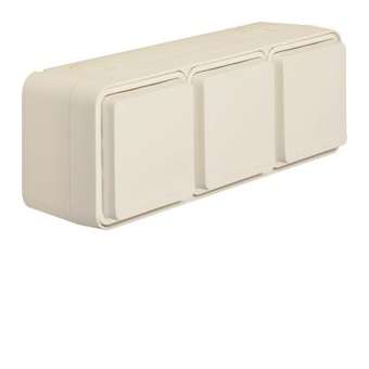 cubyko Prise triple horizontale 2P+T saillie blanc IP55|Hager-HAGWNC123B