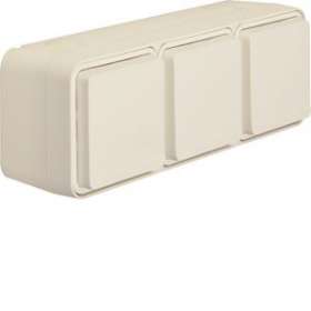 cubyko Prise triple horizontale 2P+T saillie blanc IP55|Hager-HAGWNC123B