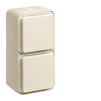 cubyko Prise double verticale 2P+T saillie blanc IP55|Hager-HAGWNC132B