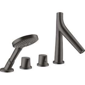 Set fin. 4 trous thermostatique, montage bord de baignoire, noir chromé brossé|Hansgrohe-HA312425340