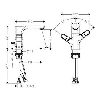 Mélangeur lavabo 120 avec tirette et vidage nickel poli|Hansgrohe-HA311024830