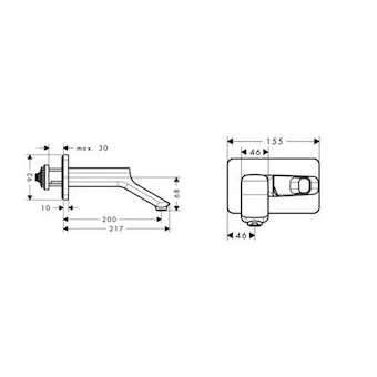 Mitigeur lavabo mural encastré, bonde à écoulement libre laiton poli|Hansgrohe-HA311026930