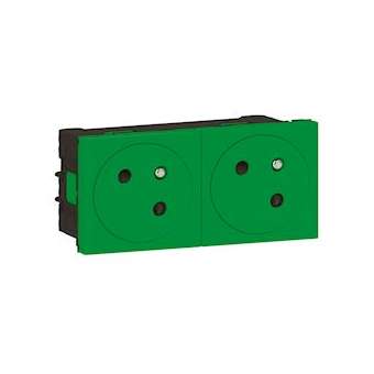 Double prise 2P+T Surface Mosaic Link raccordement latéral 4 modules - vert|Legrand-LEG077162L