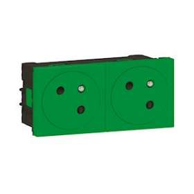 Double prise 2P+T Surface Mosaic Link raccordement latéral 4 modules - vert|Legrand-LEG077162L