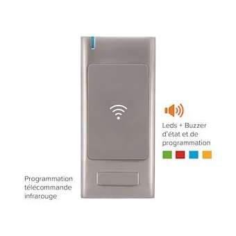 Lecteur RFID AS6 Métal IP64 13,56 MHz Mifare Cl 12/24V AC/DC 999u 2R S0 Elec. D.|-IZYAS620S0MS-EC