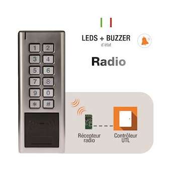 Clavier/Lecteur RFID AWK2 Métal IP65 13.5 MHz MS Wiegand 26 ou 34 bits / Radio|-IZYAWK201RFMS