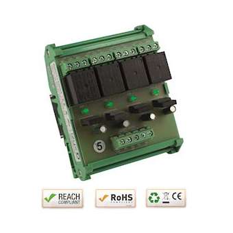 Relais rail DIN 12-30V AC/DC 4 relais / 4 LEDs Max. 250V AC / 10A - 30V DC / 10A|-IZYRMDX123004