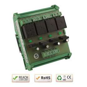Relais rail DIN 12-30V AC/DC 4 relais / 4 LEDs Max. 250V AC / 10A - 30V DC / 10A|-IZYRMDX123004